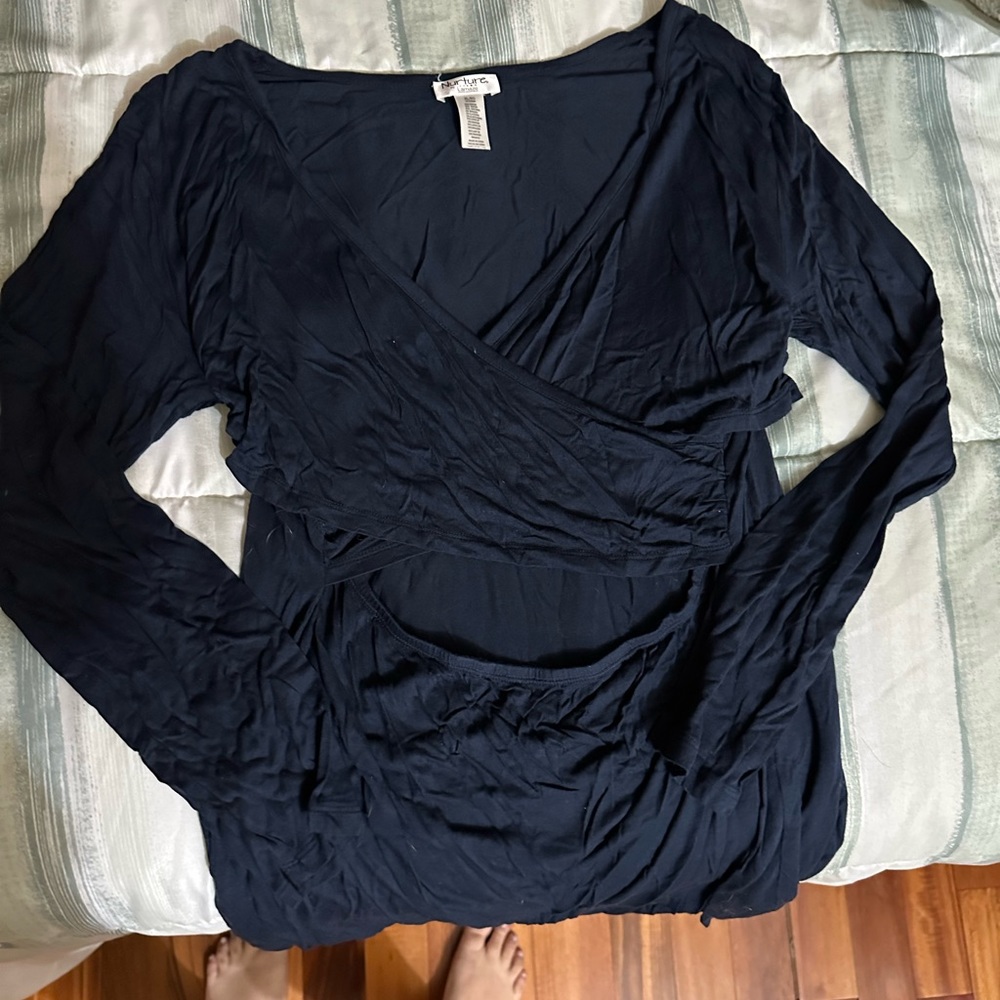 Blue Long Sleeve Maternity Shirt